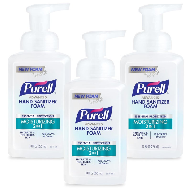 Purell Advanced Hand Sanitizer 2in1 Moisturizing Foam, Naturally Fragranced with Essential Oils, 10 oz Pump Bottle (Pack of 3), 3002-06-EC - Image 1